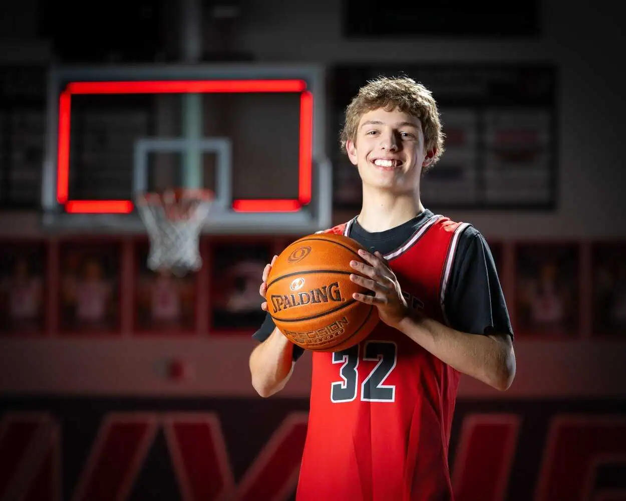 Individual basketball player portrait with professional lighting setup