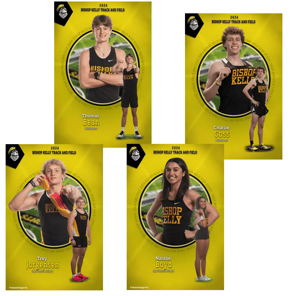 Collage of professional track and field senior banners from Treasure Valley high schools